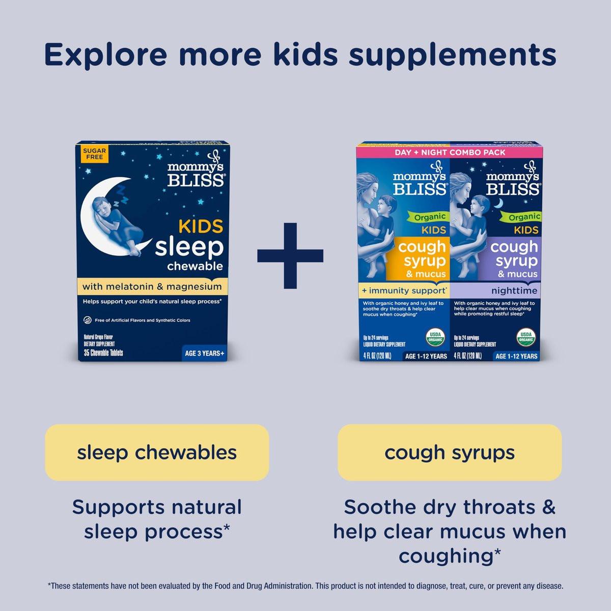 Mommy's Bliss Kids Sleep Melatonin Gummies, Non Habit-Forming with No Artificial Colors, Flavors or Gelatin - Age 3 Years+ - Strawberry Flavor - 100 Sleep Gummies - görsel 14