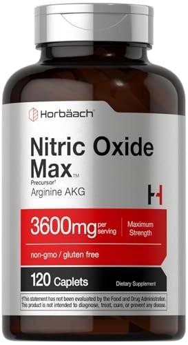 Horbäach Nitric Oxide Max 3600mg | 120 Caplets | with Arginine AAKG for Men and Women | Vegetarian, Non-GMO, & Gluten Free Pre Workout Supplement - görsel 5