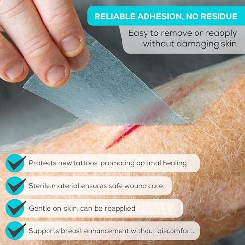 MedVance Silicone Tape Medical, Perforated Surgical Tape Sensitive Skin, Waterproof Tape for Skin, Medical Tape for Wound Care, Eyelash Tape, Gentle Skin Tape, 2" Width (1 Pack, 180 Inches) - görsel 8