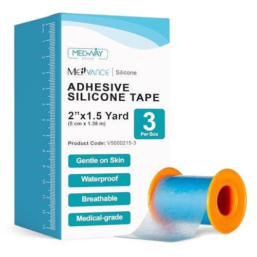 MedVance Silicone Tape Medical, Perforated Surgical Tape Sensitive Skin, Waterproof Tape for Skin, Medical Tape for Wound Care, Eyelash Tape, Gentle Skin Tape, 2" Width (3 Pack, 54 Inches) - görsel 2