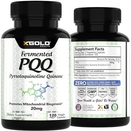 X Gold Health PQQ, Pyrroloquinoline Quinone, 20 mg, 120 Capsules, Promotes the Growth of New Mitochondria, Gluten-Free, Non-GMO, Vegetarian - görsel 3
