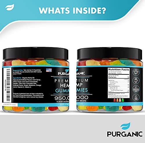 Purganic Hemp Gummies – Helps Support Sleep, Peace and Relaxation - High Strength and Support All Natural Tasty Fruit Flavors - Made in USA – 100ct - görsel 4