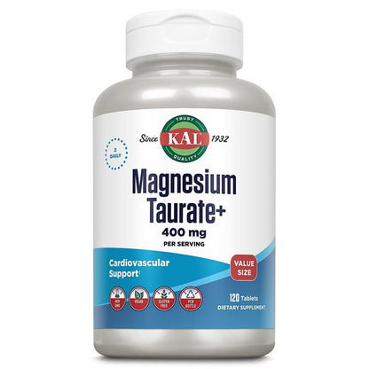 KAL Magnesium Taurate 400mg Plus Vitamin B6, – High Absorption Magnesium Complex: Magnesium taurate is a chelated – Image 1