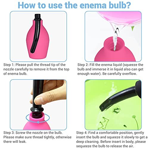 TopQuaFocus 10oz Silicone Enema Bulb for Men or Women Colon Cleaning Soft Anal Vaginal Douche Bulb 4.8 inch Enemas Shower Head (Red) - görsel 1