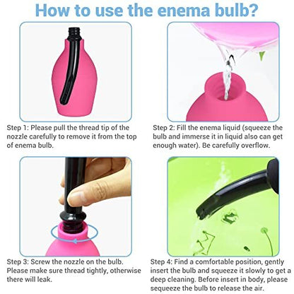 TopQuaFocus 10oz Silicone Enema Bulb for Men or Women Colon Cleaning Soft Anal Vaginal Douche Bulb 4.8 inch Enemas Shower Head (Red)