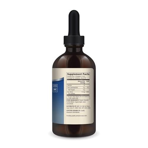 Dr. Mercola Zinc Liquid Drops - Supports Immune & Organ Health - 15 mg Organic Zinc Liquid Drops - USDA Organic - NSF Certified - Non-GMO, Gluten-Free & Soy-Free - 3.88 fl oz (28 Servings) - görsel 4