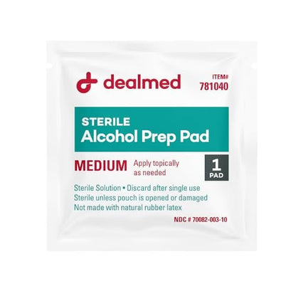 Dealmed Alcohol Prep Pads – 400 Count Medium Latex-Free Gamma Sterilized Antiseptic Wipes, Wound Care Products for First Aid Kits, Home, and Medical Facilities