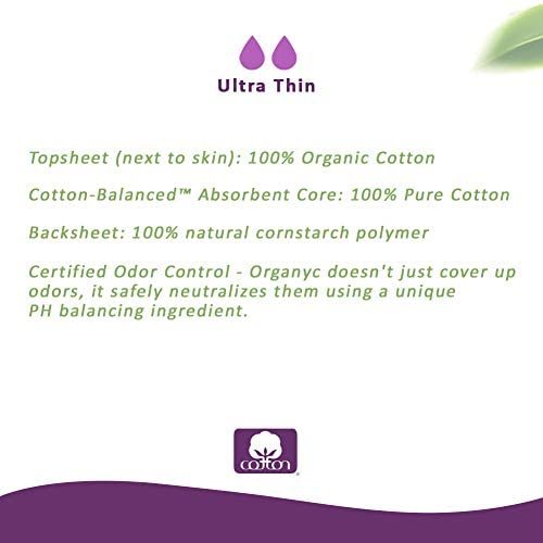 Organyc 100% Organic Cotton Inside and Out Light Incontinence Liners for Bladder Leakage Control, FSA/HSA Eligible, Ultra Thin, Light Flow, 24 Count - görsel 3