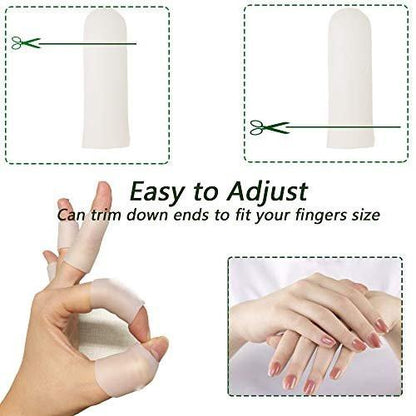 Kris-kikomy Gel Finger Protectors Finger Caps Silicone Fingertips Protection - Finger Cots Great for Trigger Finger, Finger Arthritis, Finger Cracking and Other Finger Pain Relief (Small)