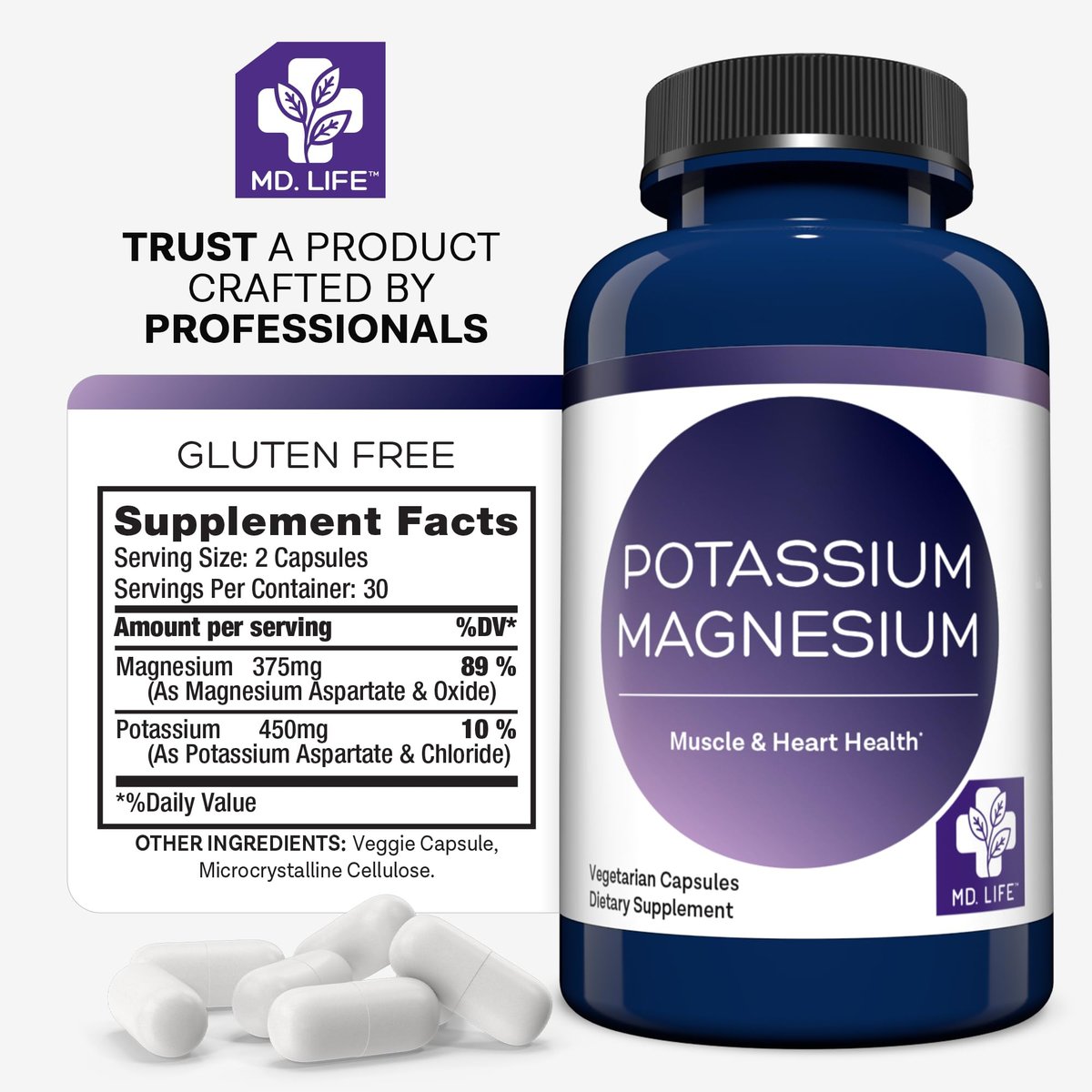 MD. Life Potassium Magnesium Supplement - 60 – Potassium for Vascular Support: Potassium is crucial for – Image 11