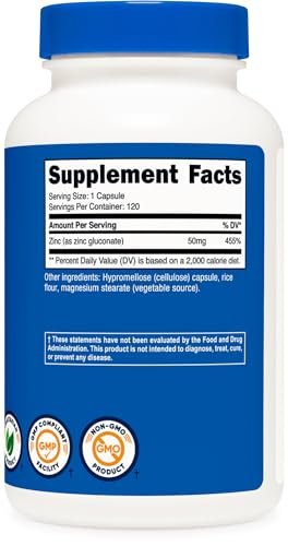 Nutricost Zinc Gluconate 120 Vegetarian Capsules (50mg) - Gluten Free and Non-GMO - görsel 4