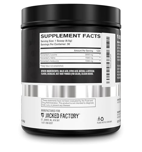 Jacked Factory BCAA Powder (Fermented) - 6g Branched Chain Essential Amino Acid Supplement for Improved Muscle Recovery, Reduced Fatigue, Increased Strength, Muscle Growth - 30 Servings, Fruit Punch - görsel 9