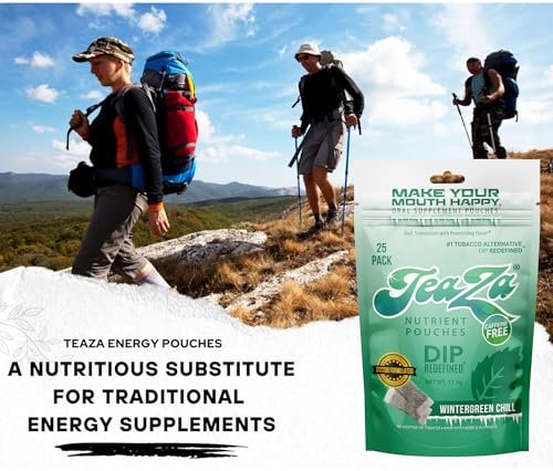Teaza Herbal Energy Pouches Tobacco Free Nicotine Free, Smokeless Alternative Snuff Healthy Chewing Dipping Alternative, Wintergreen Chill (2 Pack) Tobacco Free Dip No Caffeine Refreshing Cool Flavor - görsel 14
