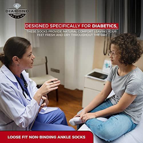 Diamond Star Diabetic Ankle Socks, Non-Binding Circulatory Doctor Approved Cushion Cotton Quarter Socks for Men’s Women’s (6 Pack White, Big & Tall Men's 13-15 Shoe Size 9-14) - görsel 4