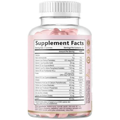 Hair Vitamins Gummies - Sugar Free Hair Growth Support Gummy with Biotin 5000 mcg Per Serving, Vitamin A, B12, C, D, E, Folic Acid - Supports Strong Beautiful Hair and Nails, Vegetarian - 60 Gummies