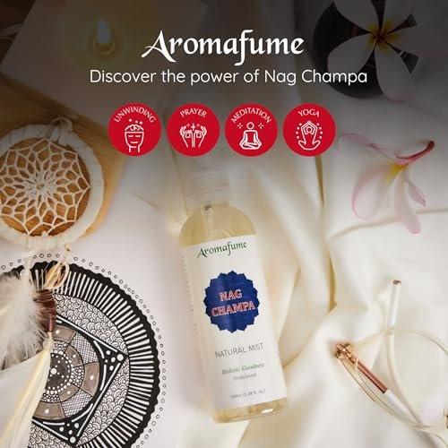 Nag Champa Natural Mist Spray by Aromafume | 100 ml / 3.3oz | Made with Sandalwood, Jasmine, Ylang Ylang & Champa flower extracts | Ideal for meditation and rituals | Non-alcoholic, non-toxic & vegan - görsel 12