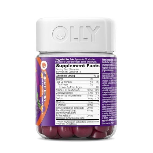 OLLY Extra Strength Sleep Gummy 5 mg Melatonin, L-Theanine, Chamomile, Lemon Balm Extracts, Sleep Aid, BlackBerry Flavor - 90 Count - görsel 11