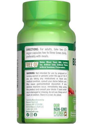 Nature's Truth Berberine HCl 500mg | 60 Capsules | from Barberry Extract | Vegan, Non-GMO, and Gluten Free Supplement