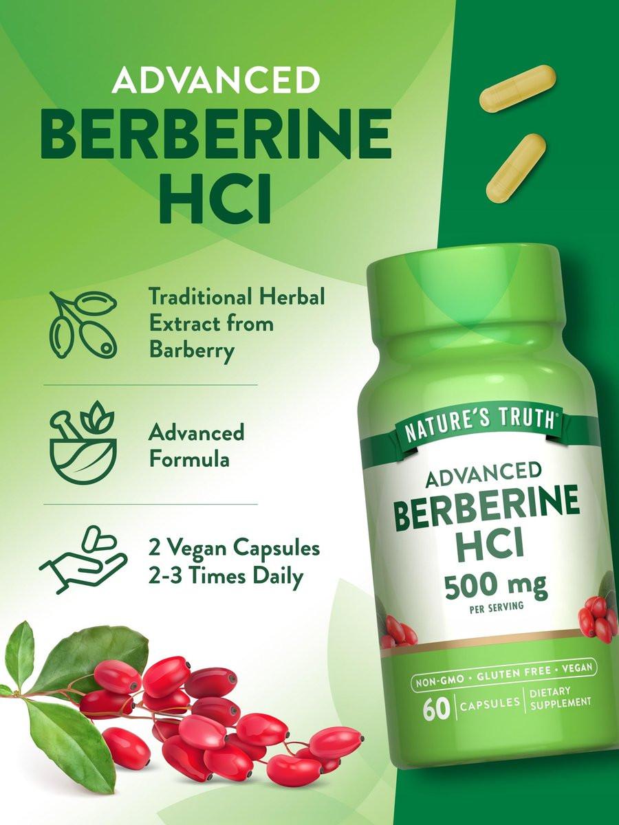 Nature's Truth Berberine HCl 500mg | 60 Capsules | from Barberry Extract | Vegan, Non-GMO, and Gluten Free Supplement - görsel 9