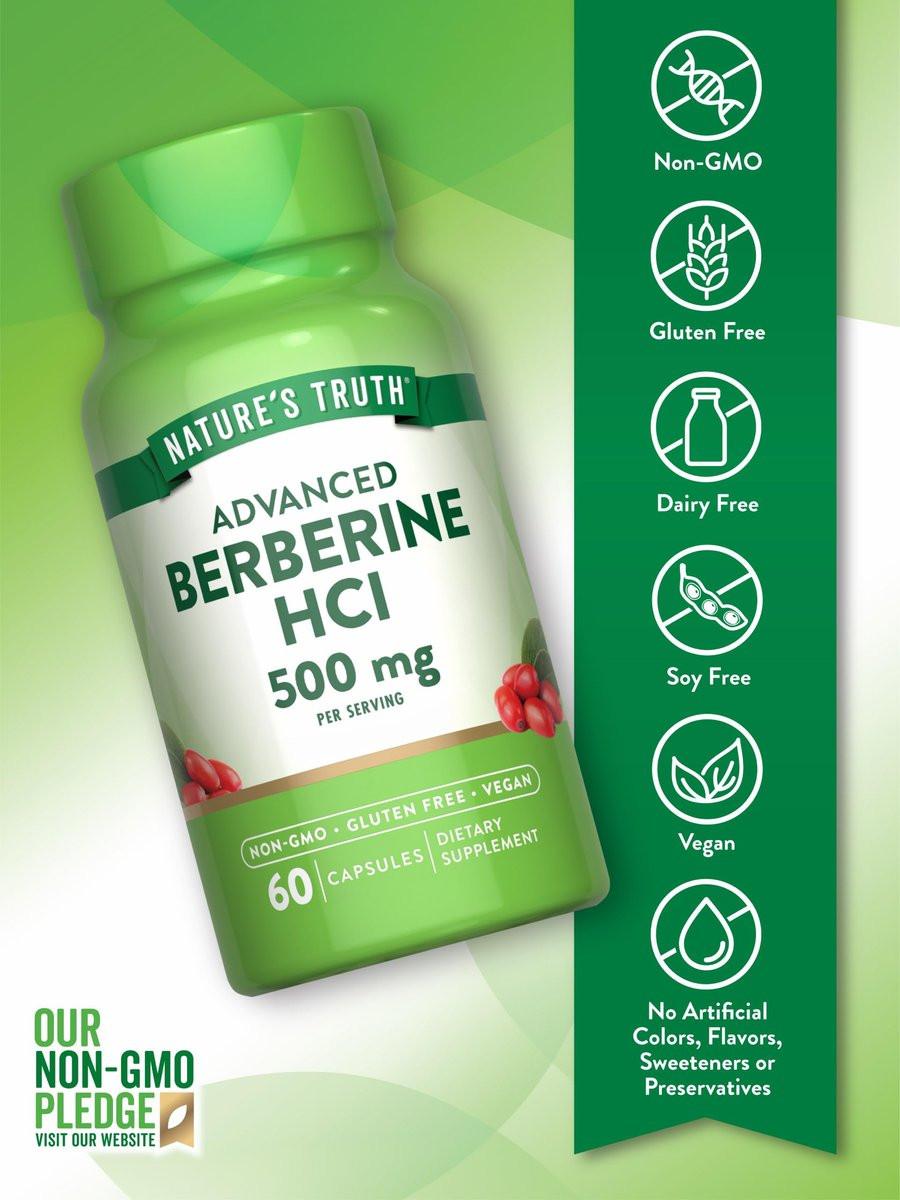 Nature's Truth Berberine HCl 500mg | 60 Capsules | from Barberry Extract | Vegan, Non-GMO, and Gluten Free Supplement - görsel 5