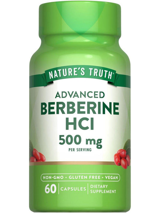 Nature's Truth Berberine HCl 500mg | 60 Capsules | from Barberry Extract | Vegan, Non-GMO, and Gluten Free Supplement