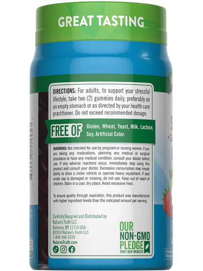Nature's Truth Stress Relief Gummies for Adults | with Gaba, L Theanine, and Lemon Balm | Lemon Strawberry Flavor | Non-GMO & Gluten Free Supplement