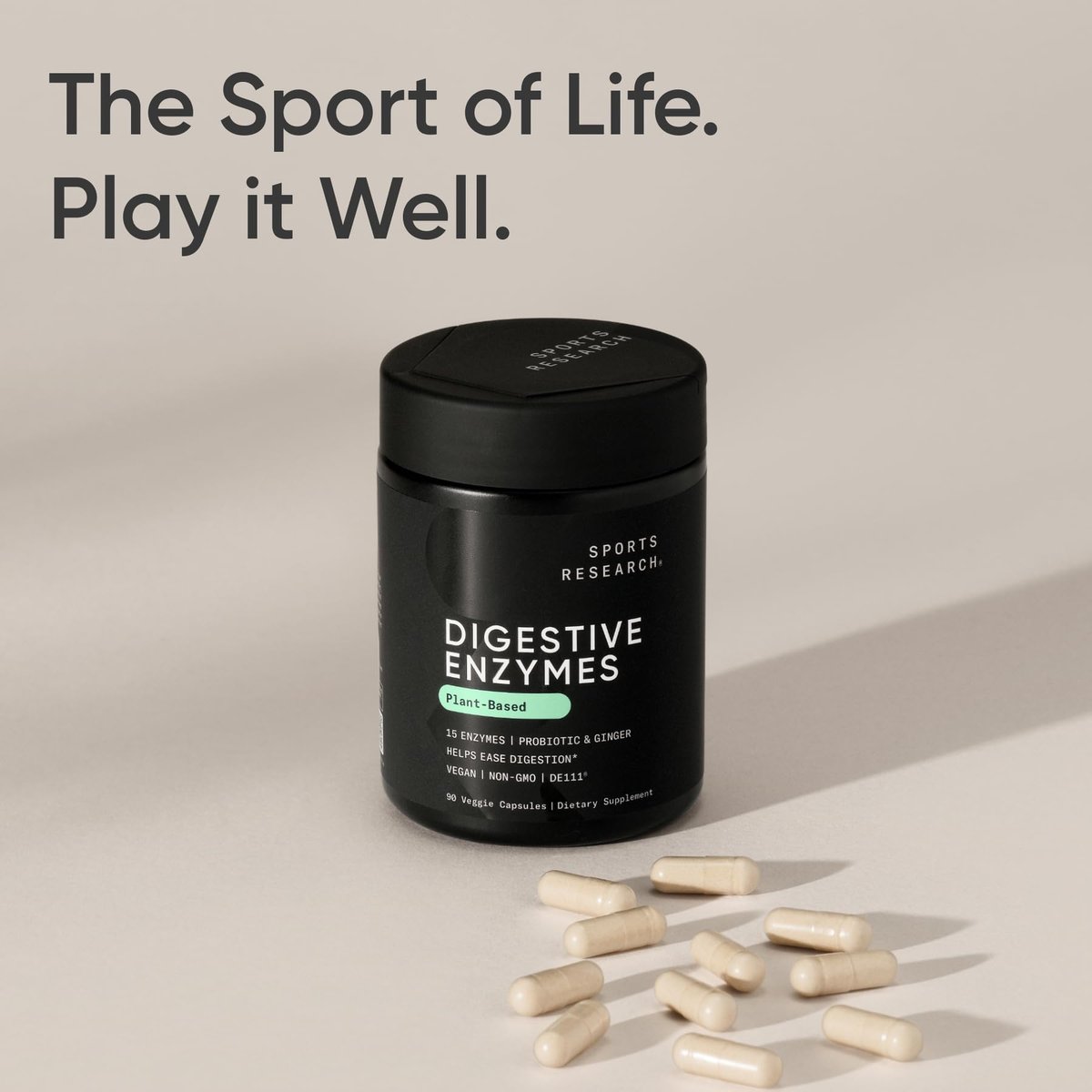 Sports Research Digestive Enzymes with Probiotics & Ginger - Plant Based for Dairy, Protein, Sugar & Carbs - Non-GMO Verified & Vegan Friendly (90 Veggie Capsules) - görsel 2