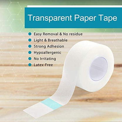 LotFancy Transparent Medical Tape 1" x 10 Yd, 2 Rolls Hypoallergenic Surgical Tape, Waterproof PE First Aid Tape for Wound Care, Dressing Retention, Sensitive Skin, Latex Free