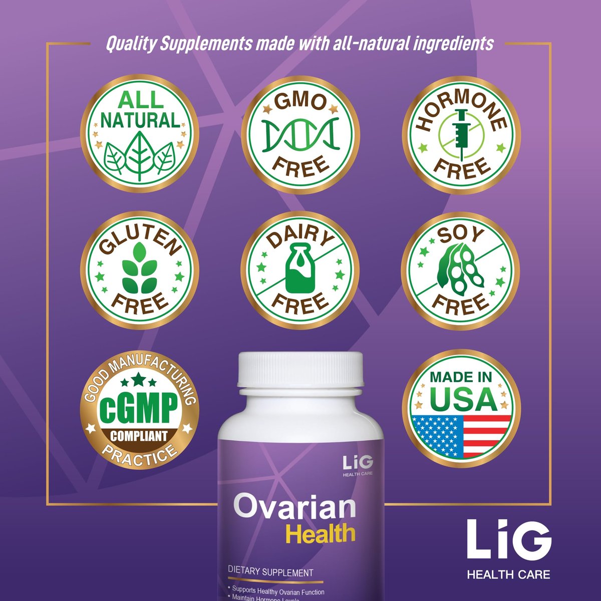 LIG Ovarian Health – Natural Herbal – Package Dimensions: Standard bottle – Image 9