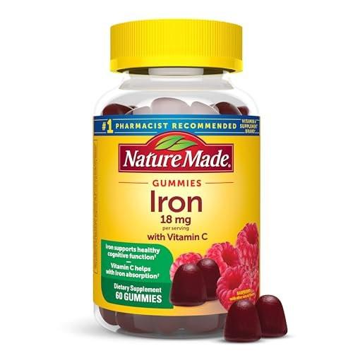 Nature Made Iron 18 mg per Serving Gummies with Vitamin C, Iron Supplement for Red Blood Cell Support, 60 Gummies, 30 Day Supply - görsel 4