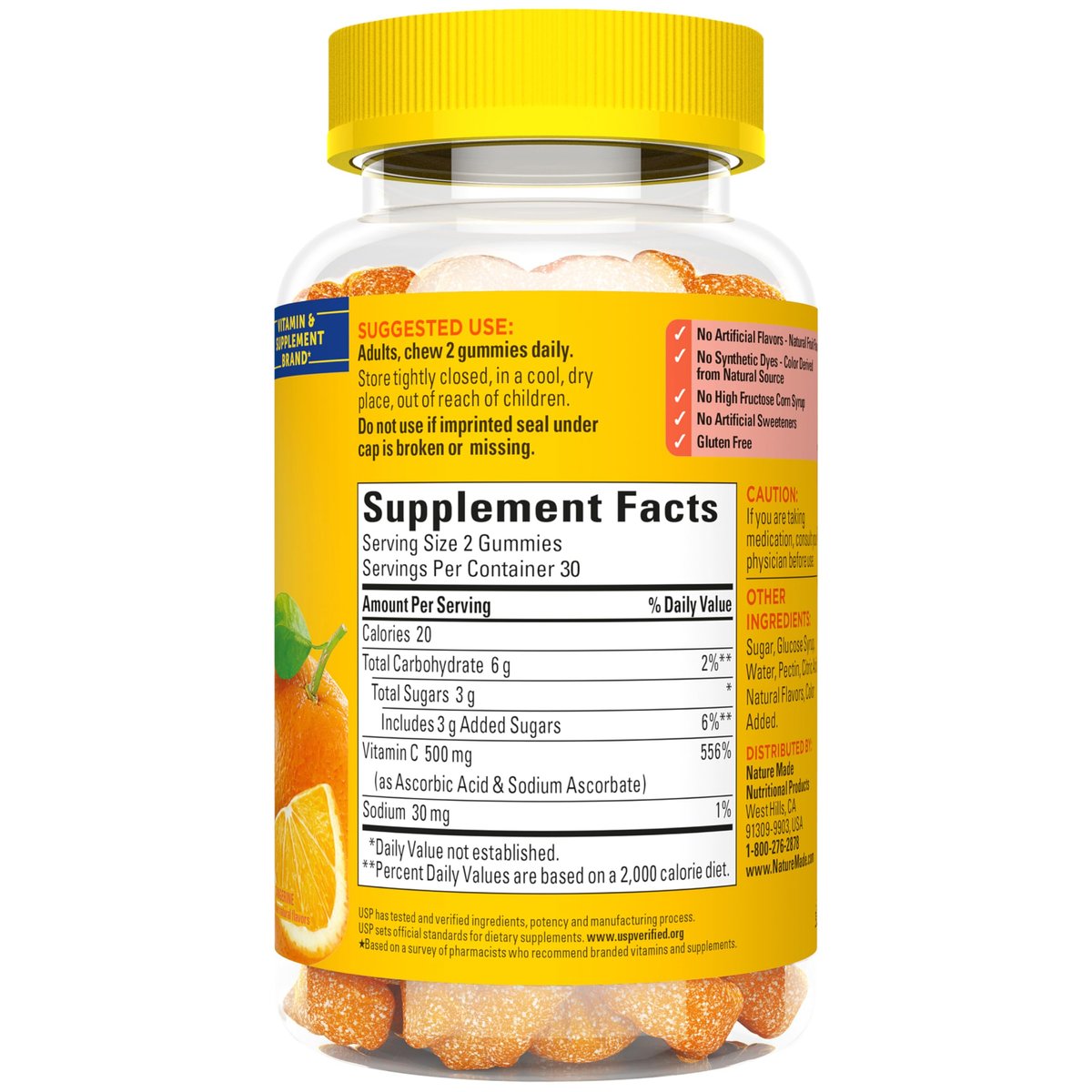 Nature Made Vitamin C 250 mg Per Serving, Dietary Supplement for Immune Support, Vitamin C Gummies for Adults, 80 Gummies, 40 Day Supply - görsel 6