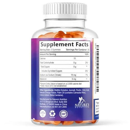 Melatonin Sleep Gummies - Melatonin 6mg Per Serving - Sugar-Free Melatonin Gummy for Adults - Extra Strength Sleeping Gummy Supplement - Supports Restful Sleep - Tasty Orange Flavor - 120 Gummies