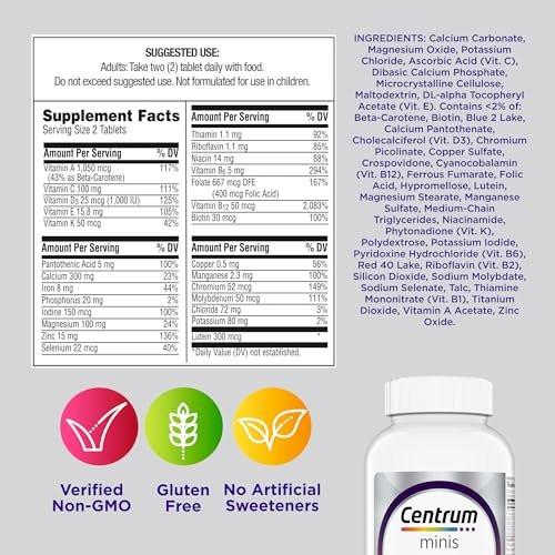 Centrum Minis Silver Women's Multivitamin for Women 50 Plus, Multimineral Supplement with Vitamin D3, B Vitamins, Non-GMO Ingredients, Supports Memory and Cognition in Older Adults - 280 Ct - görsel 3