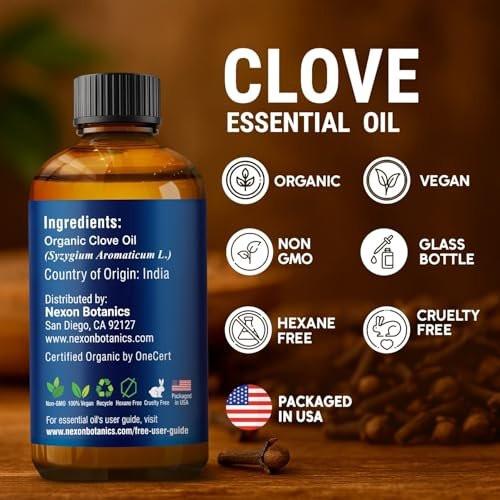 Organic Clove Essential Oil 30 ml - Pure, Natural, Undiluted for Toothache, Sore Muscles, Skin & Hair Care - Soothing Clove Bud Essential Oil - Nexon Botanics - görsel 18