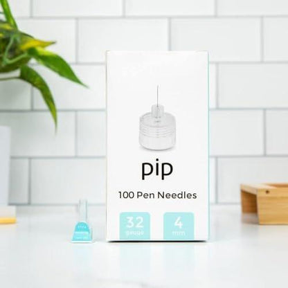 Pip Insulin Pen Needles (32G 4mm) 100 Pieces - Ultra-Fine Diabetes Care