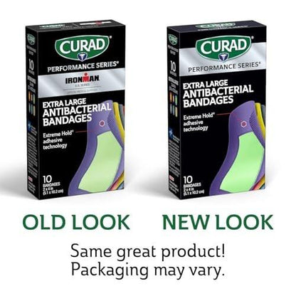 CURAD Performance Series Antibacterial Bandages, XL Size, 30 Count