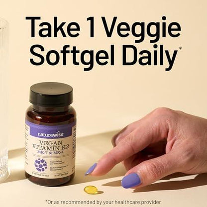 NatureWise Vitamin K2 600mcg Supplement with MK-7 100mcg & MK-4 500mcg - Enhanced Bioavailable Formula - K Complex for Bone and Heart Health - Vegan, Gluten Free, Non-GMO -180 Softgels [6-Month Supply]