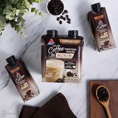 Atkins Café au Lait Iced Coffee Flavored – High Protein: 15g of protein per shake helps support muscle – Image 14