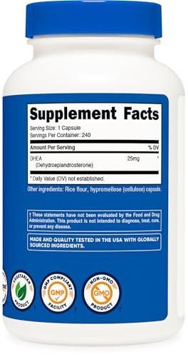Nutricost DHEA 25mg, 240 Capsules - Gluten Free, Soy Free, Non-GMO, Supplement - görsel 8