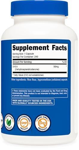 Nutricost DHEA 50mg, 240 Capsules - Gluten Free, Soy Free, Non-GMO Supplement - görsel 10