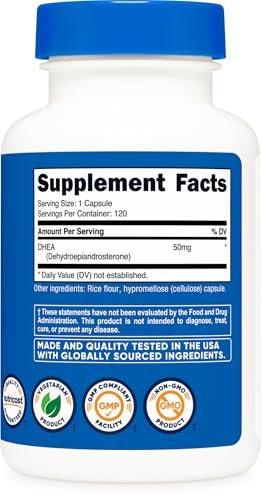 Nutricost DHEA 50mg, 120 Capsules - Gluten Free, Soy Free, Non-GMO, Supplement - görsel 2