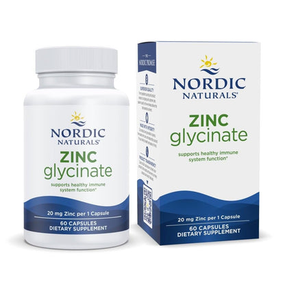 Nordic Naturals Zinc Glycinate - 60 Capsules - 20 mg Highly Absorbable Zinc Glycinate - Optimal Wellness - Non-GMO, Gluten Free, Vegan - 60 Servings