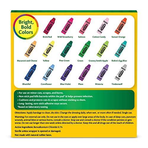 Crayola Shaped Kids Bandages, 100 CT | Great for Birthdays, Party Supplies, Stickers, Stocking Stuffer or White Elephant Gift | Adhesive Bandages for Minor Cuts, Scrapes, & Burns - görsel 12