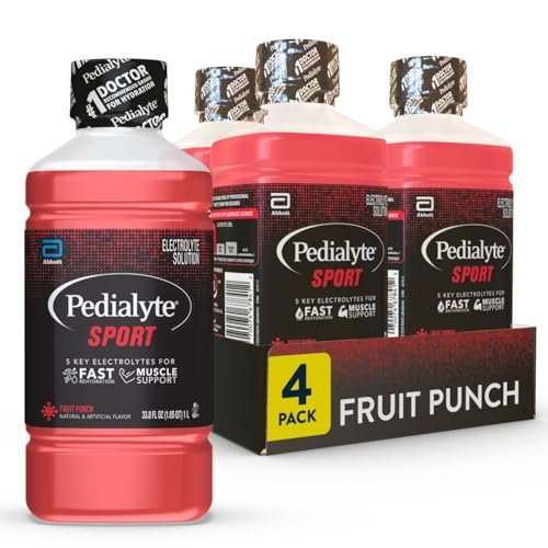 Pedialyte Sport Electrolyte Drink, Fast Hydration with 5 Key Electrolytes for Muscle Support Before, During, & After Exercise, Fruit Punch, 1 Liter, Pack of 4 - görsel 3