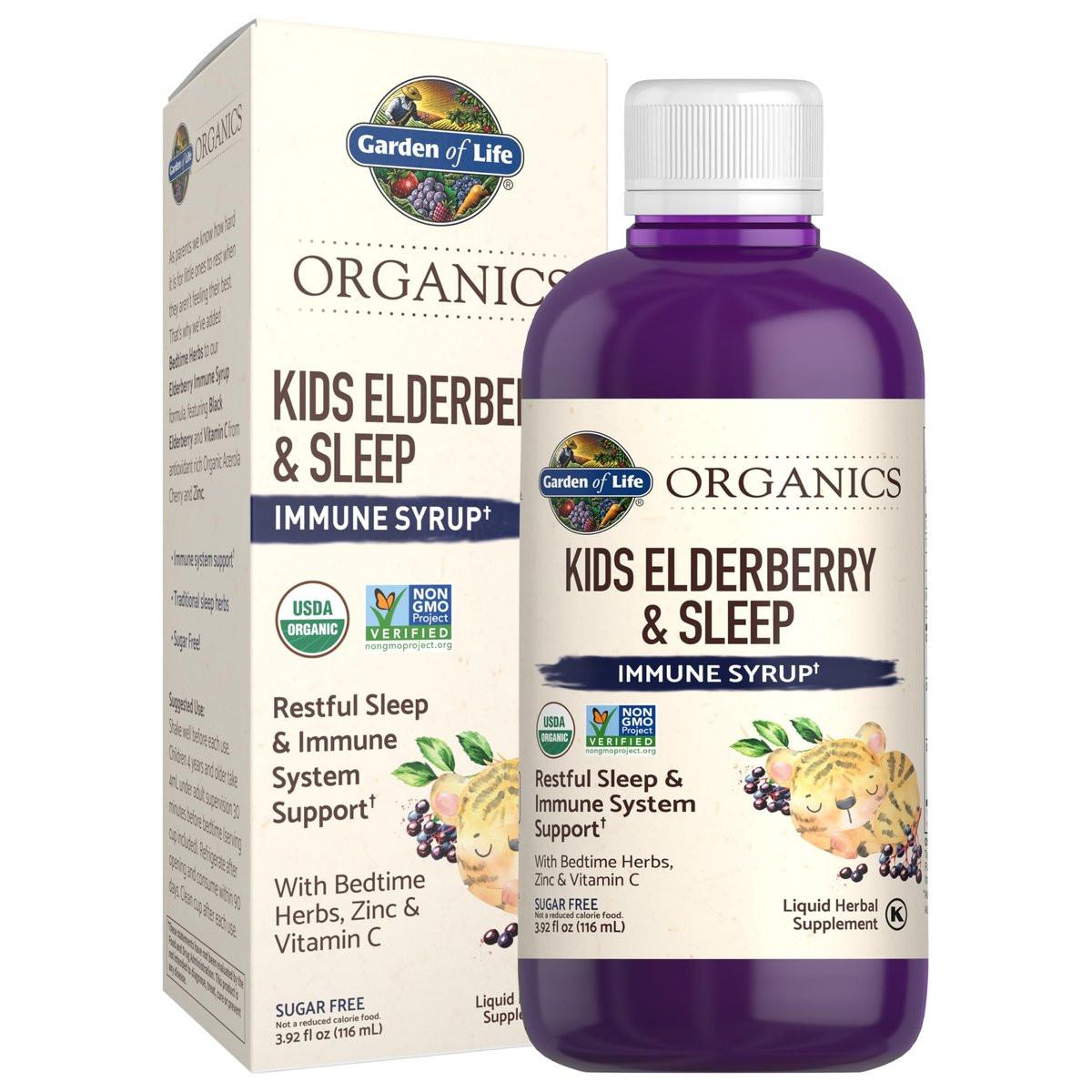 Garden of Life Organics Elderberry Immune Support for Kids with Zinc, Vitamin C - Kids Elderberry & Sleep Immune Syrup Liquid, Bedtime Herbs for Children, No Alcohol, No Added Sugar, 3.92 fl oz - görsel 4