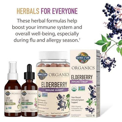 Garden of Life Organics Elderberry Immune Support for Kids with Zinc, Vitamin C - Kids Elderberry & Sleep Immune Syrup Liquid, Bedtime Herbs for Children, No Alcohol, No Added Sugar, 3.92 fl oz