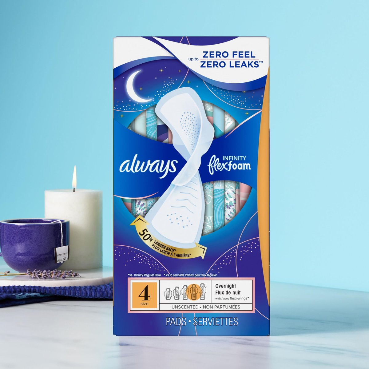 Always Infinity Feminine Pads for Women, – Wings for Security: The flexible wings wrap around the sides of your – Image 4