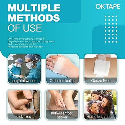 OK TAPE OKPore Medical Surgical Tape Nonwoven (Pack of 24) - First Aid Surgical Tape Hypoallergenic and Breathable for Wound Dressing Care - 0.5in x 10yds