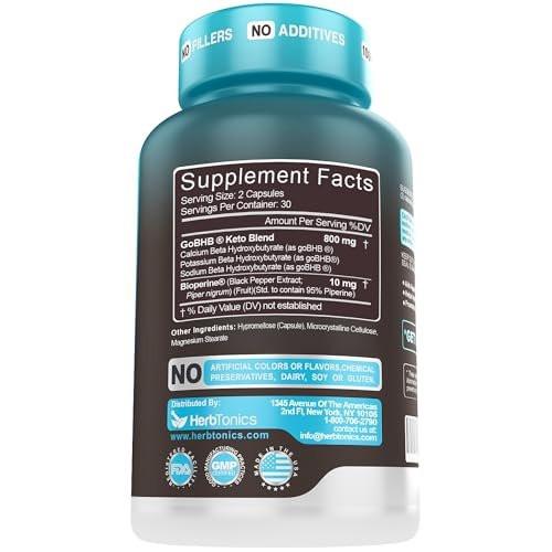 Herbtonics Keto BHB+ BioPerine Keto Pills, Exogenous Ketones for Ketosis Support, Weight Management, GLP‑1 Support, Energy & Mental Focus, Vegan Friendly Non‑GMO Formula. 60 Vegan Capsules - görsel 13
