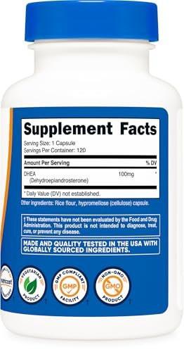 Nutricost DHEA 100mg, 120 Capsules - Gluten Free, Soy Free, Non-GMO Supplement - görsel 8